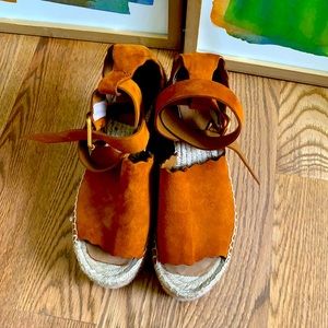 Chloé Lauren Wedge Espadrilles Sz 35